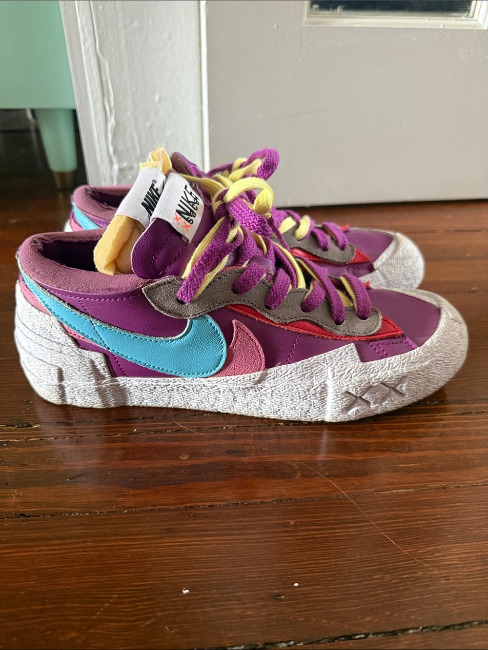 Nike x Sacai  Purple, Teal & Pink Low-Top Sneakers
